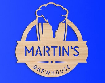 Home Bar Sign Beer Brewing Sign Man Cave His Home Bar Decor Wood Name Sign Personalized Wood Sign, Personalized Gift for Husband Beer Gift