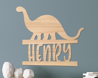 Name Sign, Dinosaur Kids Room Sign, Dino Room Gift Decor, Personalized Wood Sign, Wooden Name Dinosaur Boys Kids Name Sign Gift