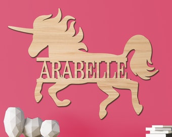 Name Sign, Unicorn Kids Room Sign, Nursery Decor, Personalized Wood Sign, Girls Unicorn Wooden Name Sign, Girls Kids Name Sign Gift