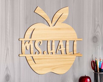 Teacher Gift Name Sign, Wooden Teacher Name Sign for Teacher School Wall Decor Name Gift For Teacher Classroom Decor Wooden Name Sign Gift