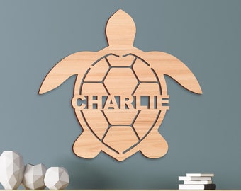 Name Sign, Sea Turtle Kids Room Sign, Ocean Nursery Decor, Personalized Wood Sign, Wooden Name Turtle Kids Name Sign Animal Room Gift