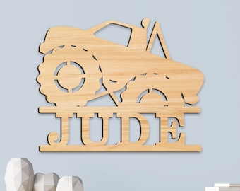 Name Sign, Truck Kids Room Sign, Boys Nursery Decor, Personalized Wood Sign, Wooden Name Jeep or Monster Truck Kids Name Sign Gift