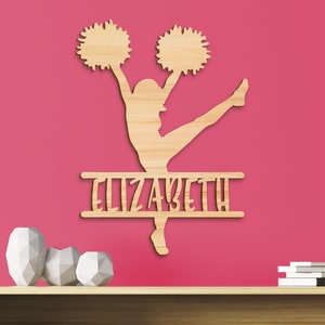 Name Sign, Cheerleader Girl's Room Sign, Cheer Sign Girls Gift Decor, Personalized Wood Sign, Wooden Name Cheerleading Kids Name Sign Gift