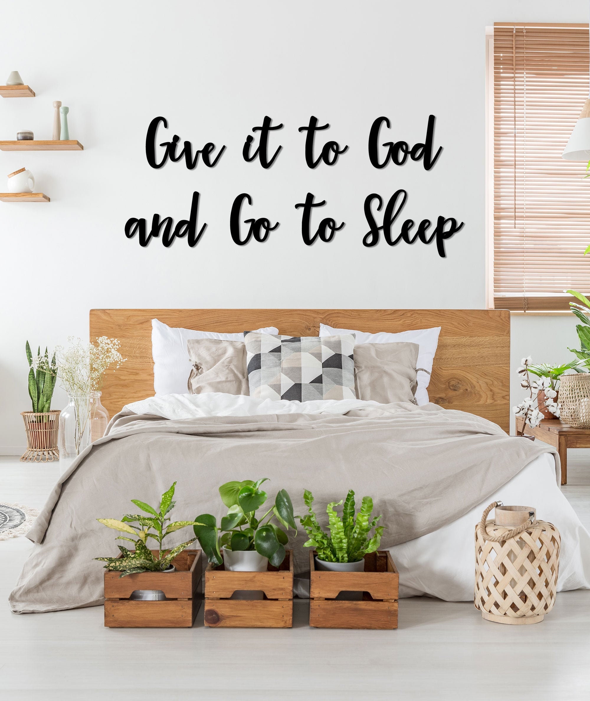 Above Bed Words Home Decor Give to God Sleep Letters for Wall Etsy