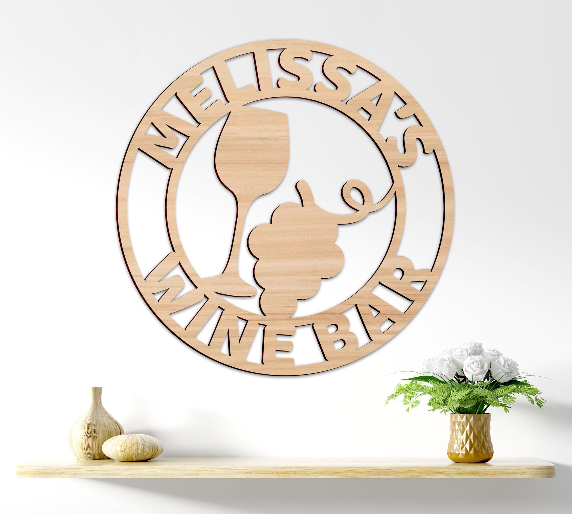 Wine Bar Name Sign Gift for Wine Cellar Monogram Wall Decor Etsy