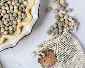 Handmade Ceramic Pie Weights – Stoneware Baking Beads in Mesh Bag, Natural Clay Blind Bake Tool & Holiday Kitchen Gift for Bakers
