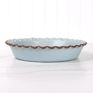 Handmade Stoneware Pie Dish – Rustic Araucana Blue Baking Dish