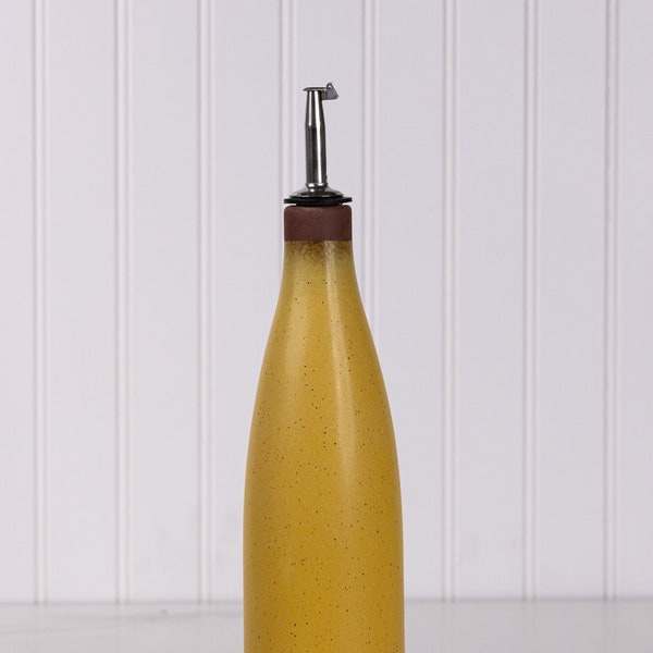 Ceramic Olive Oil Cruet - Made in USA Stoneware Vinegar Bottle - Handmade Oil Dispenser - Pottery Oil Bottle - Yellowstone