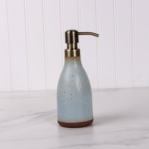 Handmade Ceramic Soap Dispenser: Araucana Blue Stoneware Pottery