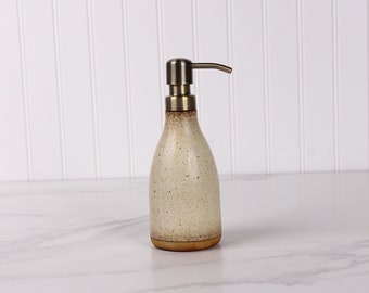 Ceramic Soap & Lotion Dispenser - Made in USA  - Stoneware Soap Pump - Handmade Pottery Soap Bottle - Jefferson Street Ceramics - Grain