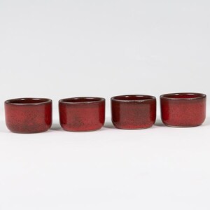 Handmade Stoneware Ramekin Set – Artisan Glazed Condiment Dishes - USA Made Garnet