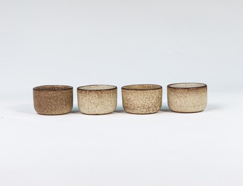 Handmade Stoneware Ramekin Set – Artisan Glazed Condiment Dishes - USA Made Grain