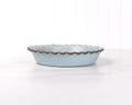Handmade Pinched Edge Pie Dish – Rustic Stoneware Baking Dish in Araucana Blue – Jefferson Street Ceramics USA