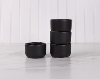 Ceramic Ramekin Set - 4 Pc - Pottery Sauce Cup - Stoneware Trinket Dish - Condiment Dipping - Handmade USA - Jefferson Street - Midnight