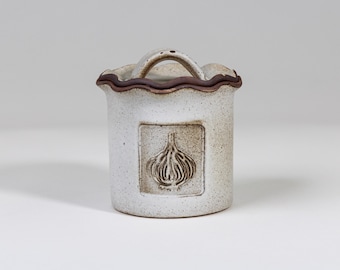 Ceramic Garlic Keeper - Garlic Storage Jar- Handmade Stoneware - Jefferson Street Ceramics - Made in USA - Rustic - Farmhouse - Folk Farm