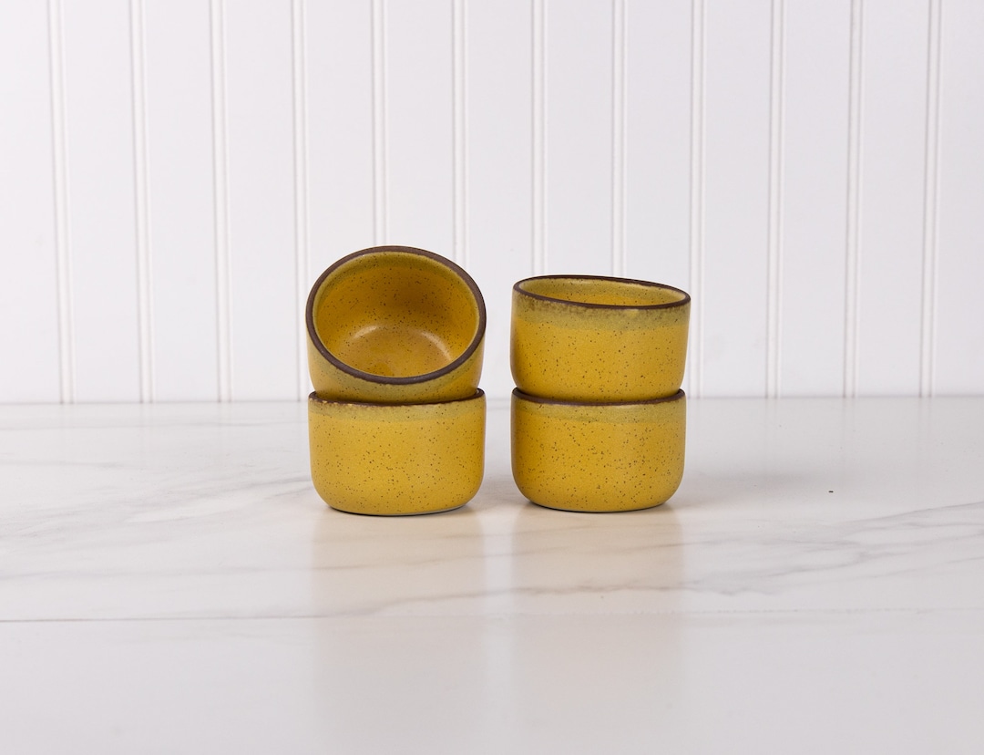 Ceramic Ramekin Set 4 Pc Pottery Sauce Cup Stoneware Trinket Dish