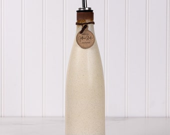Ceramic Olive Oil Cruet - Made in USA Stoneware Vinegar Bottle - Handmade Oil Dispenser - Pottery Oil Bottle - Egg Nog