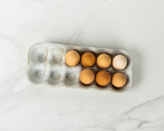 Ceramic Egg Crate - Egg Holder- Handmade Stoneware Tray- Jefferson Street Ceramics - Made in USA Egg Carton - Farmhouse - Folk Farm