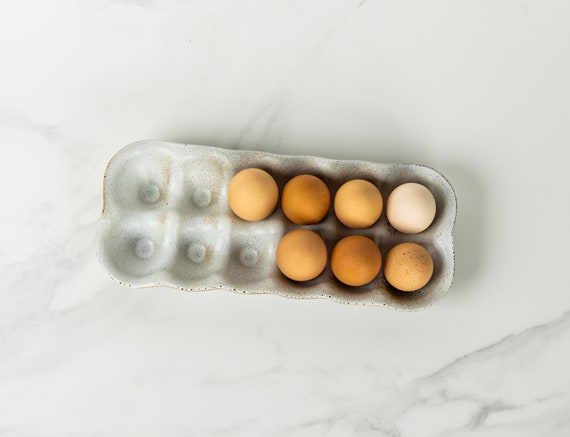 Ceramic Egg Crate Egg Holder Handmade Stoneware Tray Jefferson Street  Ceramics Made in USA Egg Carton Farmhouse Folk Farm 