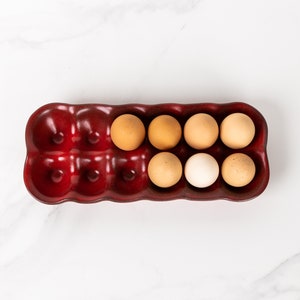 Ceramic Egg Crate - Egg Holder- Handmade Stoneware Tray- Jefferson Street Ceramics - Made in USA Egg Carton - Farmhouse - Garnet