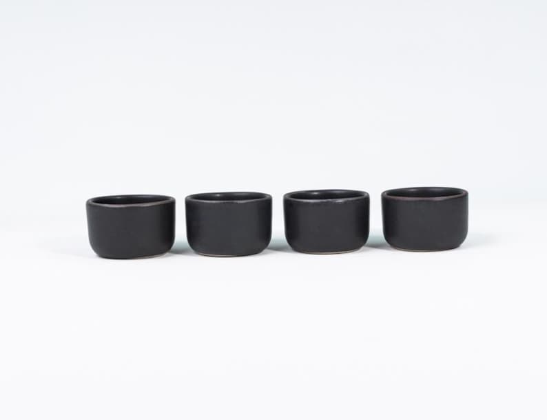 Handmade Stoneware Ramekin Set – Artisan Glazed Condiment Dishes - USA Made Midnight