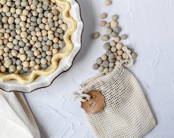 Handmade Ceramic Pie Weights - Natural Clay Beads for Baking Blind Crust - Made in USA - 2.4 lbs with Mesh Bag -Jefferson Street Ceramics