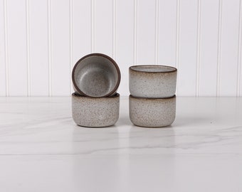 Ceramic Ramekin Set - 4 Pc - Pottery Sauce Cup - Stoneware Trinket Dish - Condiment Dipping - Handmade USA - Jefferson Street - Folk Farm