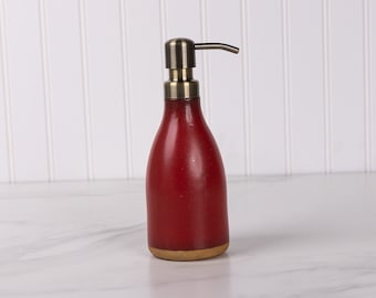 Ceramic Soap & Lotion Dispenser - Made in USA  - Stoneware Soap Pump - Handmade Pottery Soap Bottle - Jefferson Street Ceramics - Garnet