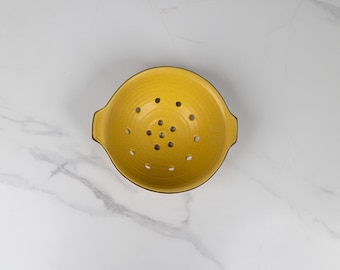 Berry Bowl- Ceramic-Stoneware-Pottery-Handmade-Made in USA-Strainer-Colander-Yellowstone
