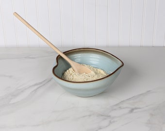 Batter Bowl- Mixing Bowl -Pouring- Ceramic- Stoneware- Pottery -Handmade-Araucana Blue