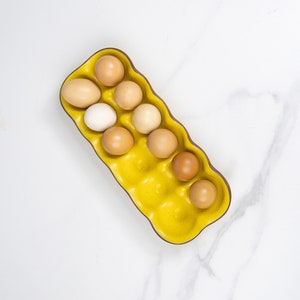 Ceramic Egg Crate-Egg Holder-Handmade Stoneware Tray-Jefferson Street Ceramics-Made in USA Egg Carton-Farmhouse -Color Yellowstone