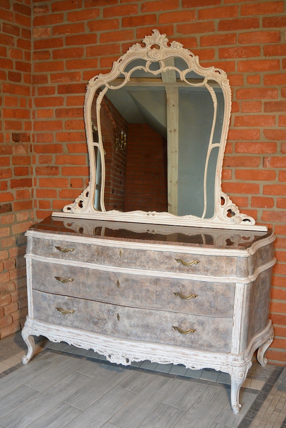 Antique Chest Of Drawers With Mirror Attachment In Etsy