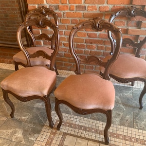 Antique balloon chairs, velvet, 4 pieces