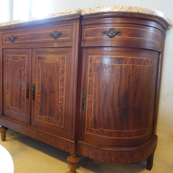 Commode en marbre, acajou