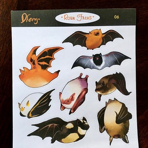 Roun Frens - round bat sticker set, cute bats Halloween spooky October fall autumn animal gift glossy stickers