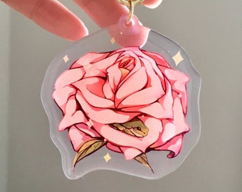 Frog inside Rose acrylic keychain charm