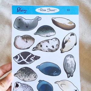 Roun Frens - round seal matte sticker set, cute seals animal gift stickers
