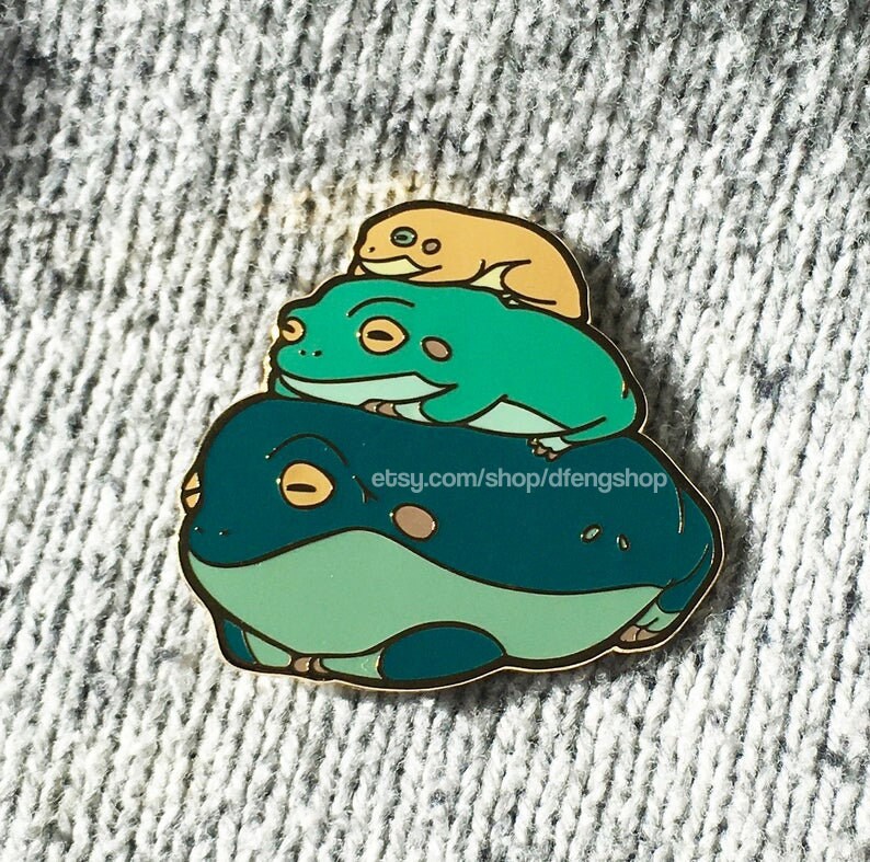 Roun Frens Frog Stack Hard Enamel Pin RESTOCK Three Dumpy | Etsy