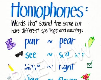 Homophones Anchor Chart
