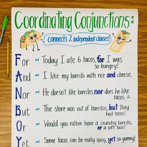 Coordinating Conjunctions Anchor Chart | Etsy