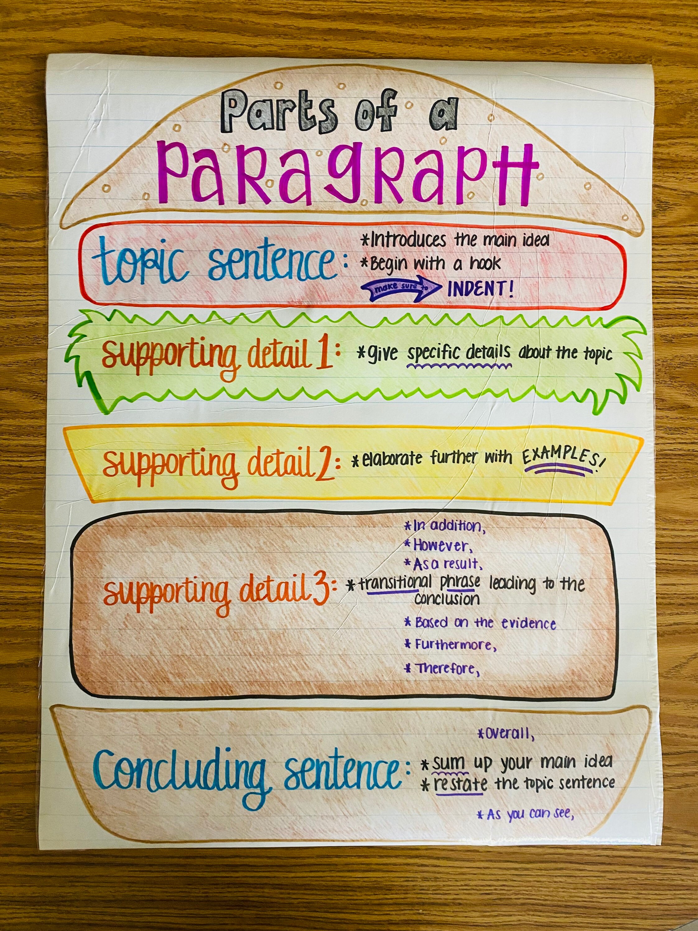 Parts Of A Paragraph Anchor Chart Etsy