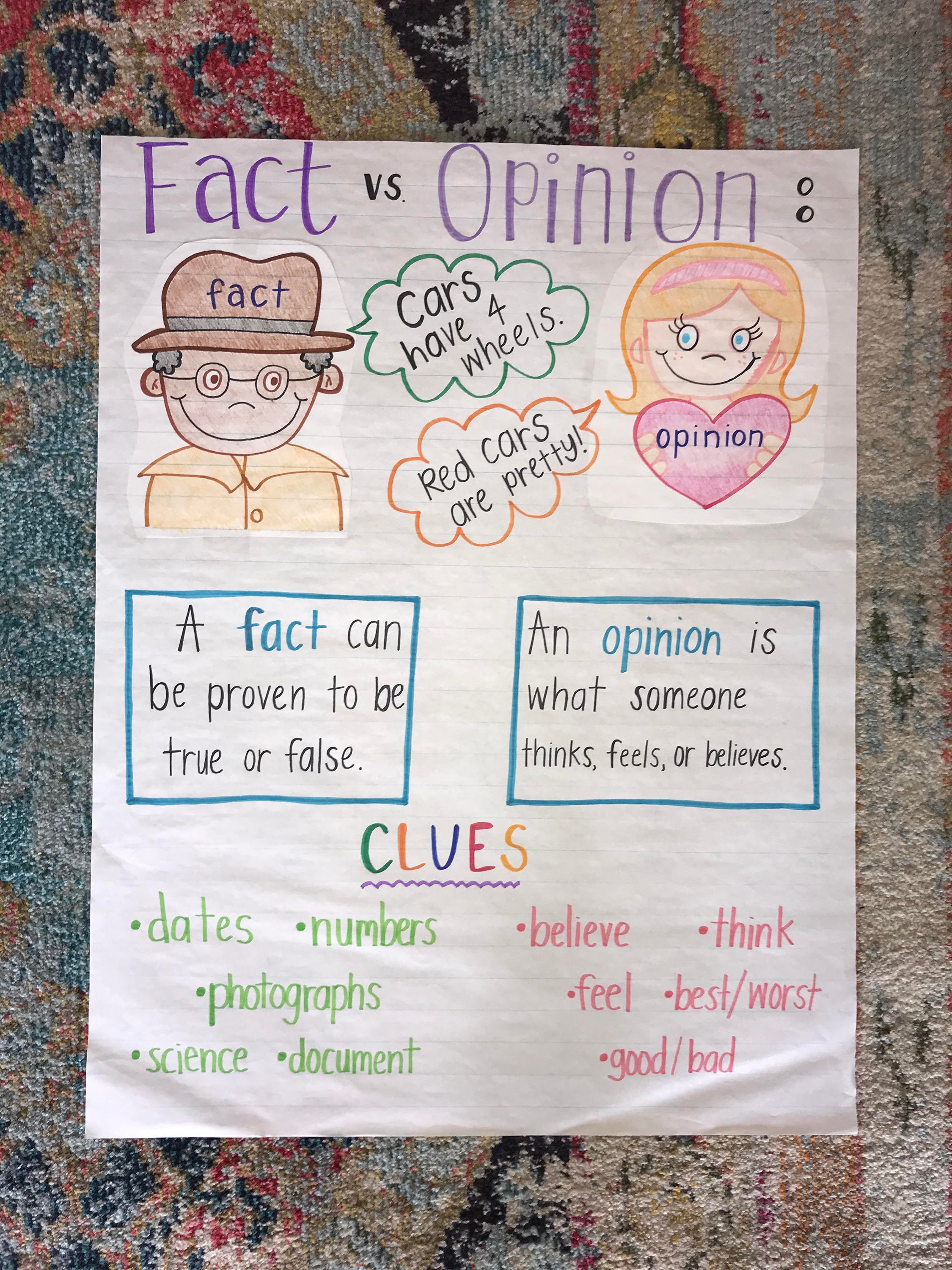 Fact vs. Opinion Anchor Chart | Etsy