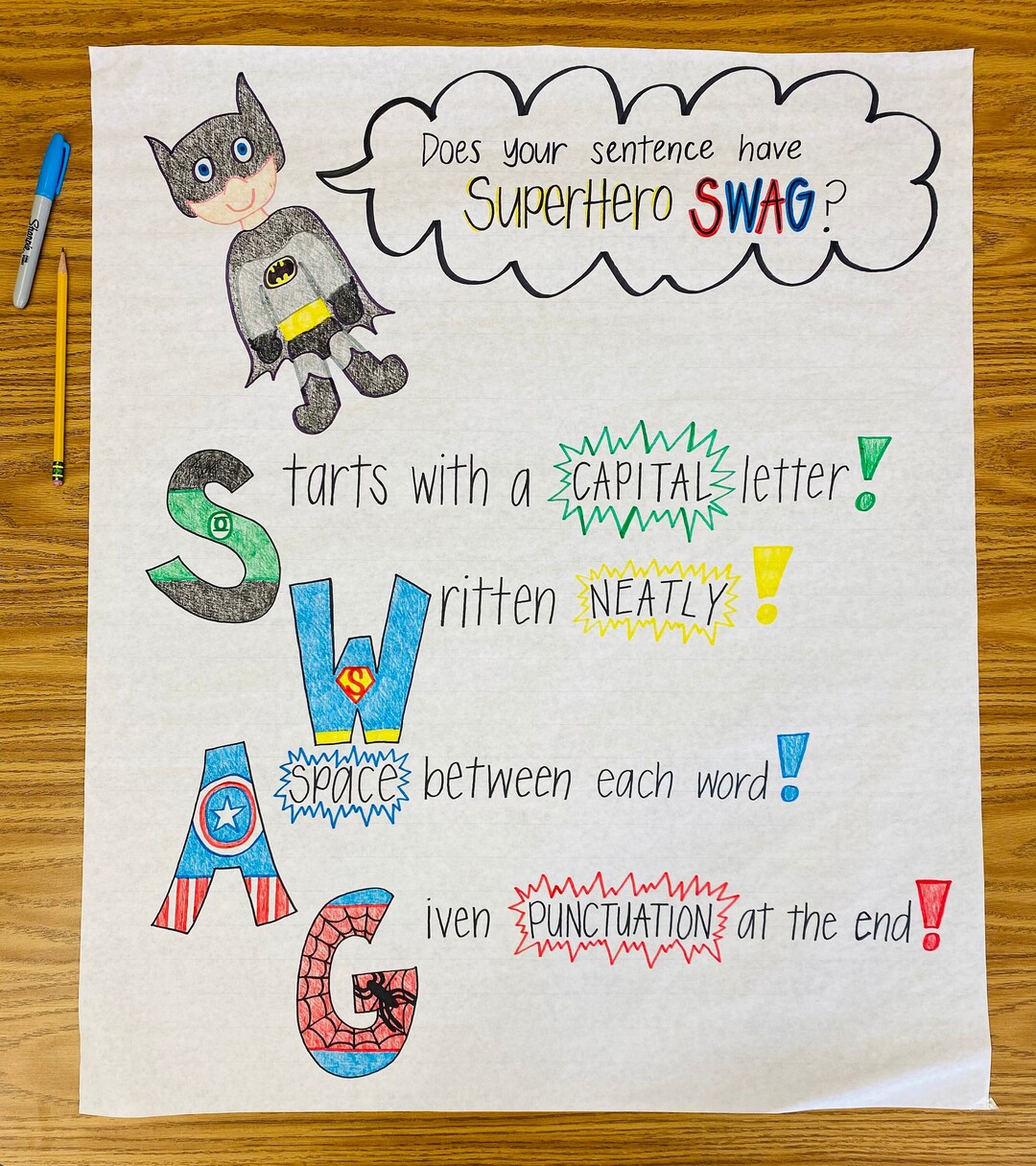Superhero Swag Sentences Anchor Chart Etsy