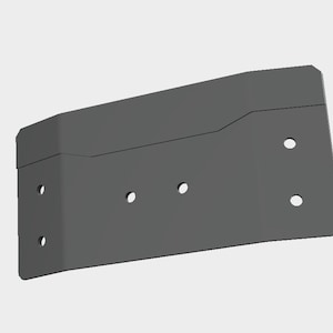 May include: A gray metal bracket with a rectangular shape and rounded corners. The bracket has several evenly spaced holes for mounting. The design includes a subtle curve along the top edge.
