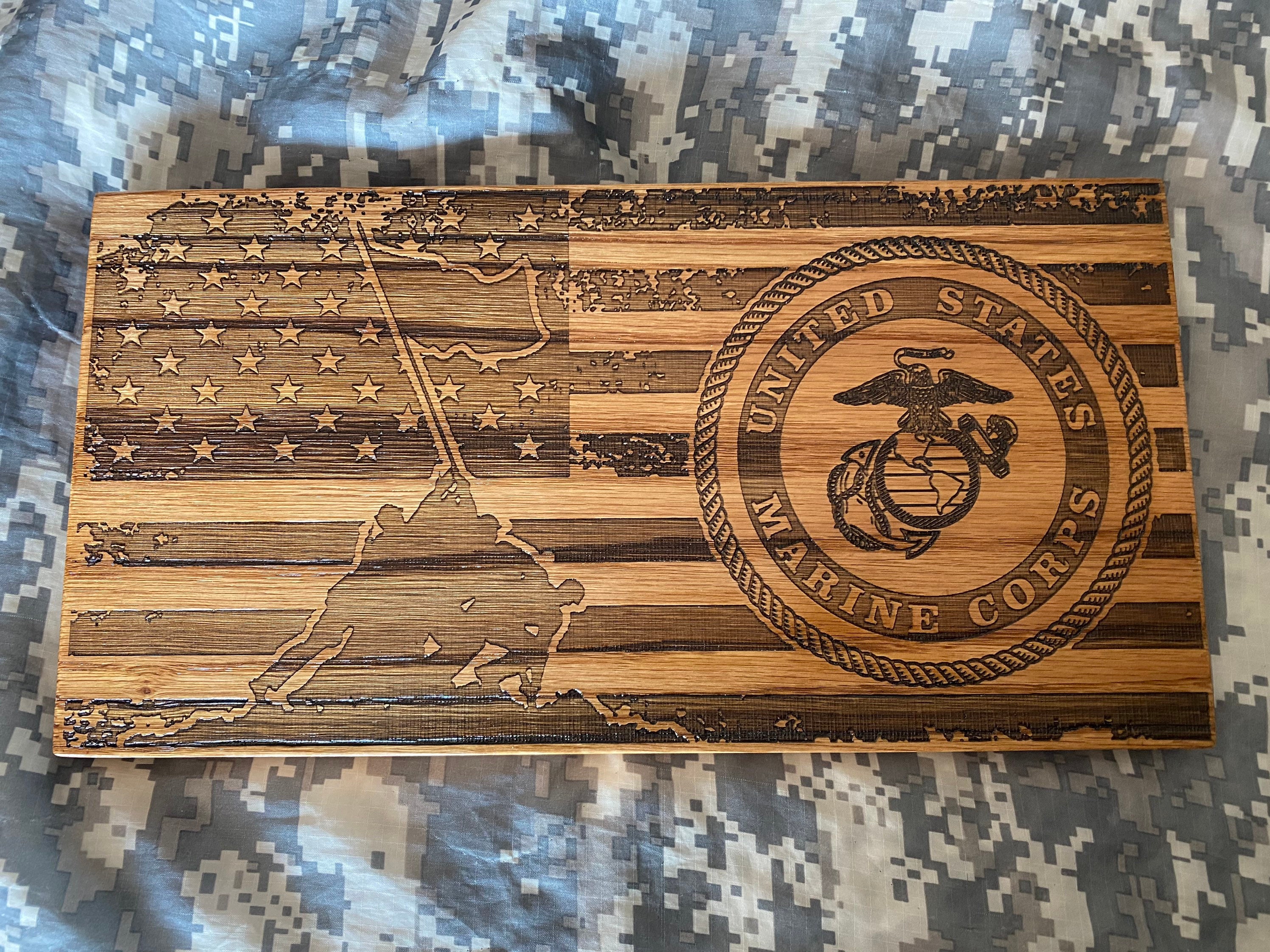 US Marine Corps Laser Etched Plank Etsy