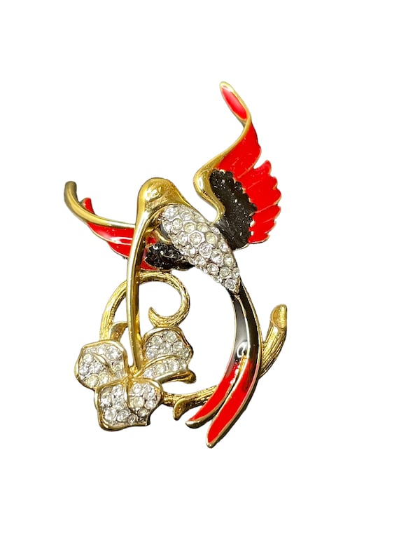Attwood Sawyer Gold Plated Hummingbird Brooch Gem