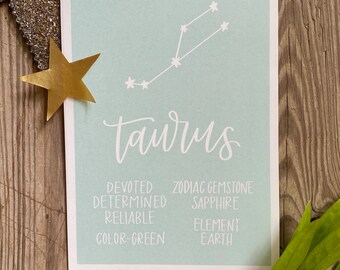 Taurus Zodiac Print | Horoscope Star Sign Wall Art
