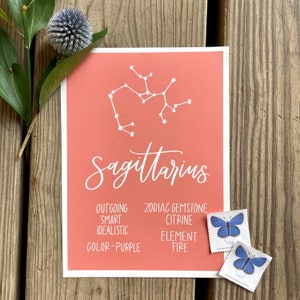 Sagittarius Star Sign Print | Zodiac Artwork | Cute Astrology Art | Horoscope Wall Art