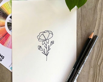 Line Drawing Flower | Simple Illustration Print | Floral Line Art Print