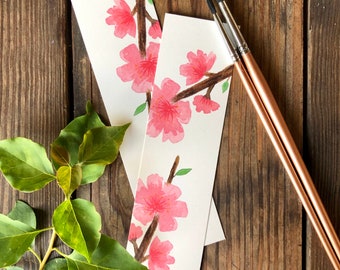 Cherry Blossom Watercolor Bookmark | Floral Reader Gift